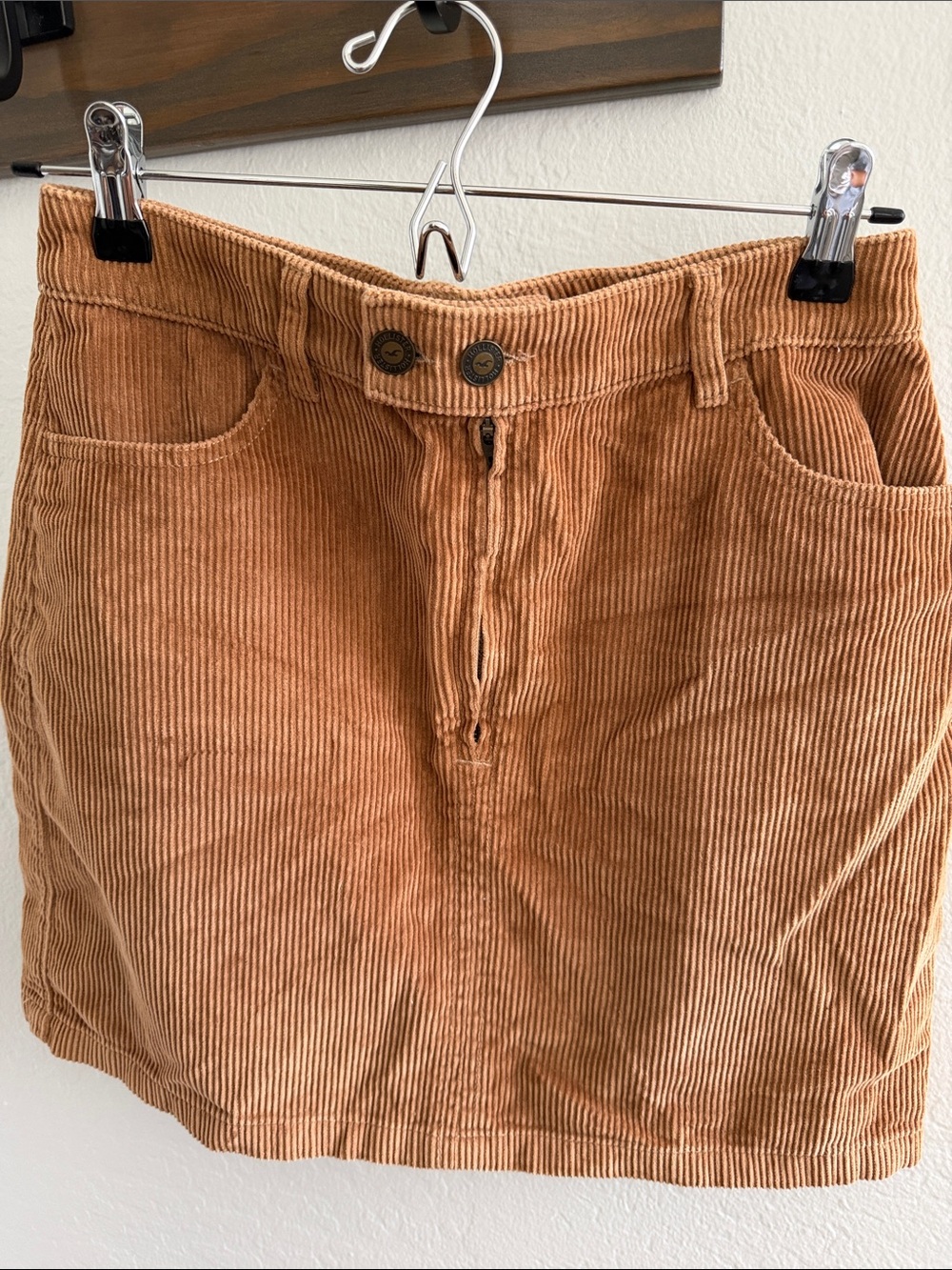 Corduroy Mini Skirt in Camel Tan